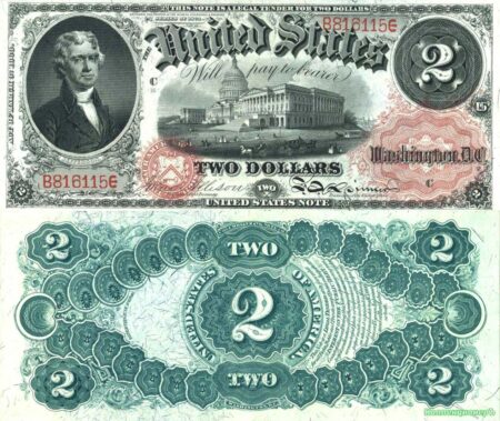 2 dollars series 1874